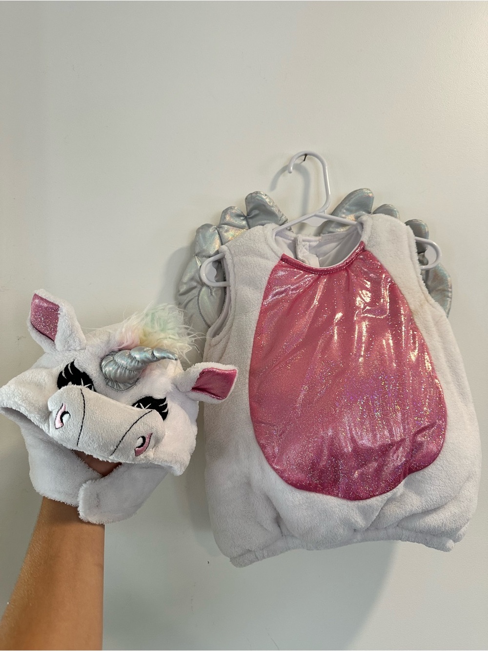 Spirit Halloween Infant Girls' White & Pink Unicorn Vest with Hood